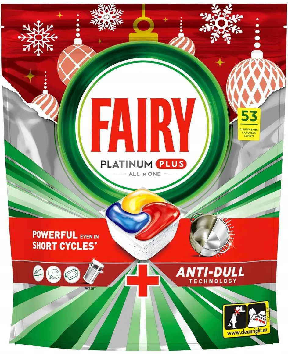 Fairy Platinum Plus kapsułki do zmywarki Lemon – 53 sztuki